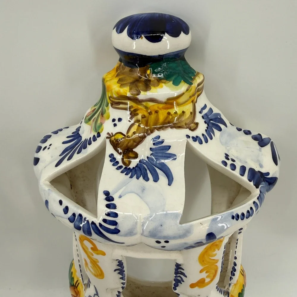 Ceramic Wall Lantern Sconce Multi-Color Hand Painted Majolica Style Portguese